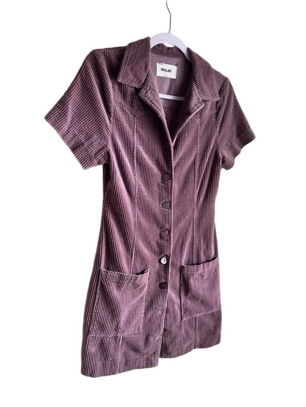 Rolla's Corduroy Mini Dress Size 6/XS Purple Button Front